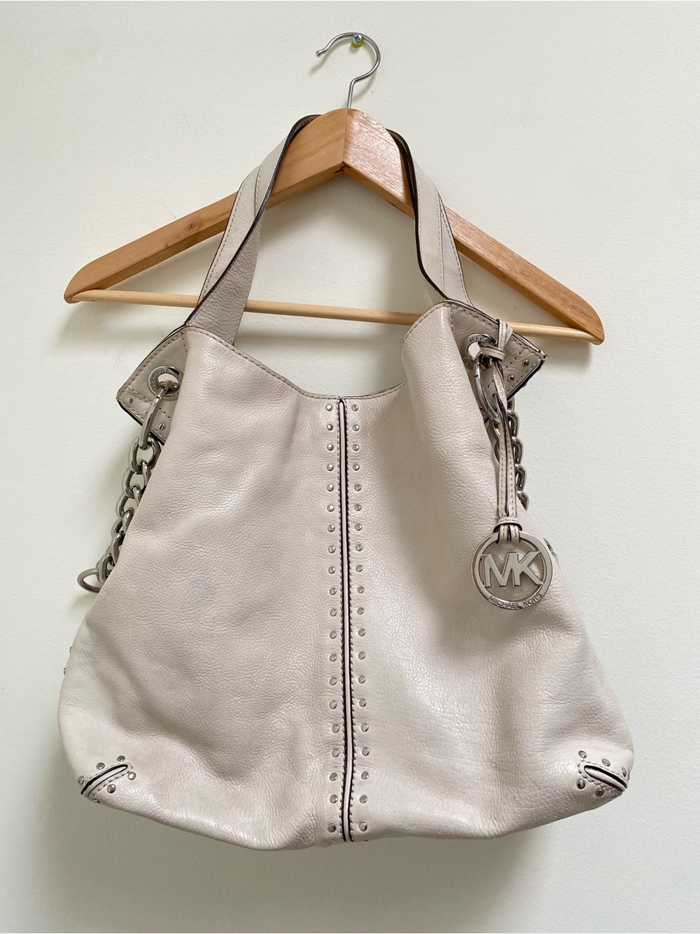 Michael Kors Cream Pebbled Leather Stud-Accent Shoulder Bag & Crossbody